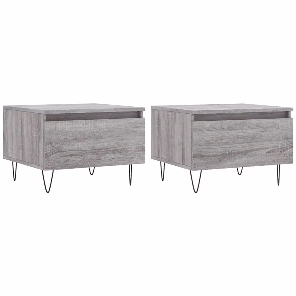 Berkfield Home Set of 2 Modern Grey Sonoma Coffee Tables, W/D/H: 50 x 46 x 35 cm