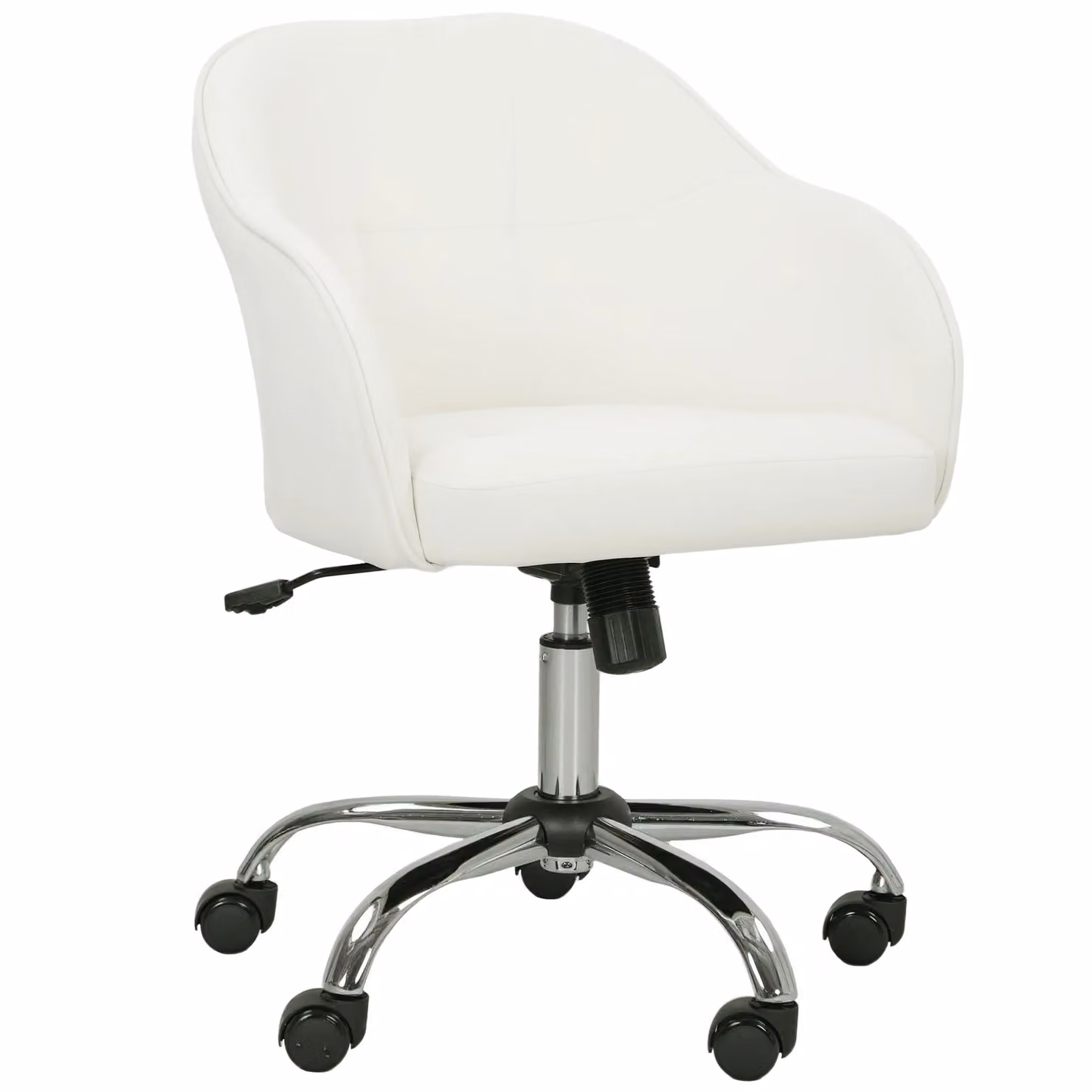 HOMCOM Swivel Velvet Task Chair for Home Office and Bedroom, Beige White – 2