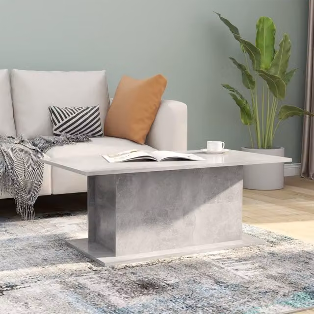 Berkfield Home Modern Rectangular Coffee Table in Concrete Grey, W: 102 cm, D: 55.5 cm, H: 40 cm – 1