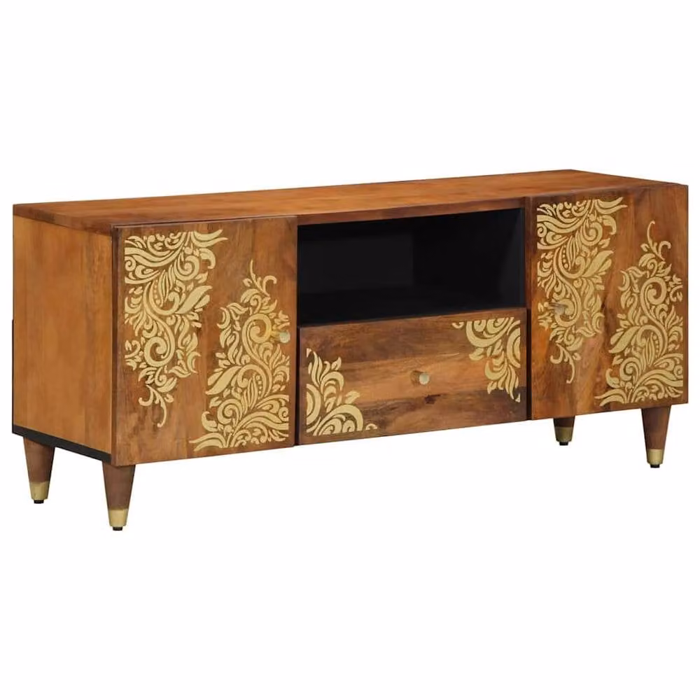 Berkfield Home Brown Solid Mango Wood TV Cabinet W/D/H: 105 x 33 x 46 cm – 2