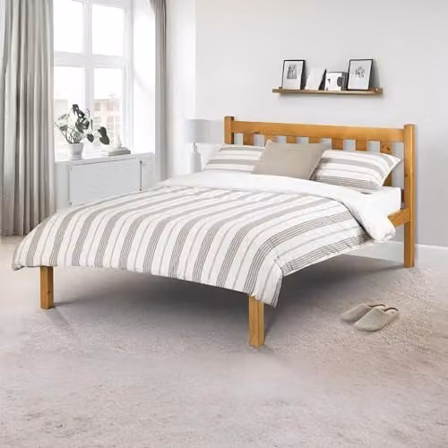 Julian Bowen Poppy Solid Wood Bed Frame, Brown Pine, W: 140 cm, D: 200 cm, H: 146 cm