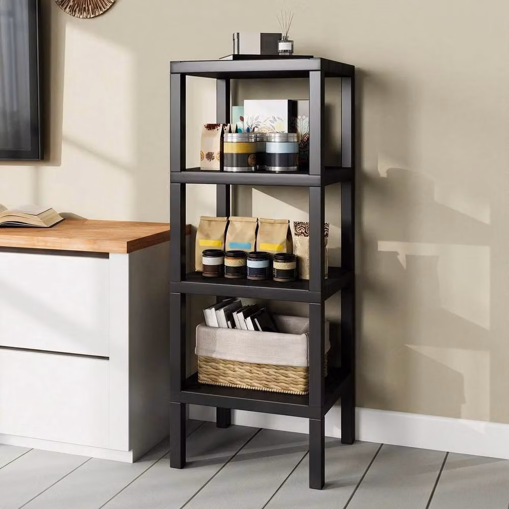 Kelvenix 4-Tier Freestanding Plastic Utility Storage Rack in Black – 3