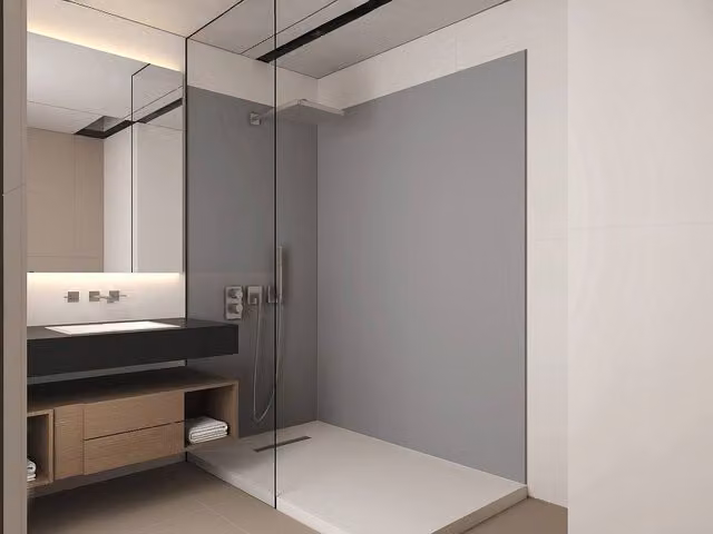Itziar Set of 2 Grey Aluminium Shower Panels with Profiles, W: 120 cm, H: 90 cm – 1