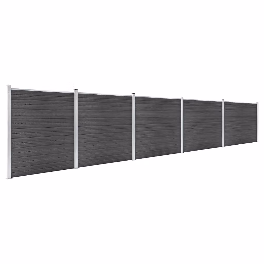 Berkfield Home WPC Fence Panel Set, Black, W: 872 cm, H: 186 cm – 2
