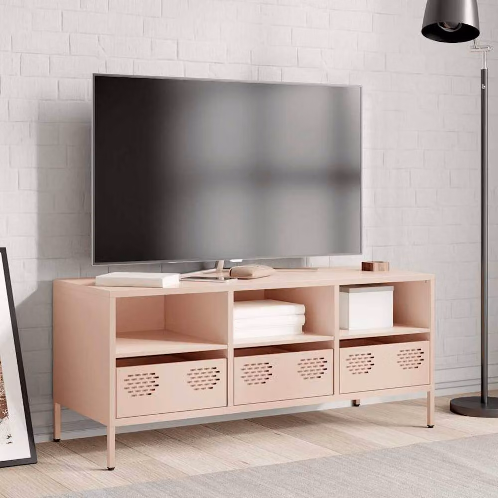 Berkfield Home Pink Industrial TV Cabinet in Matt Cold-rolled Steel, W: 101.5 cm, D: 39 cm, H: 43.5 cm – 3