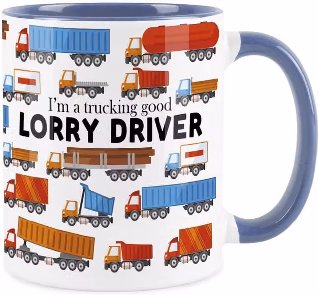 Purely Home Novelty Lorry Driver Ceramic Mug in Blue