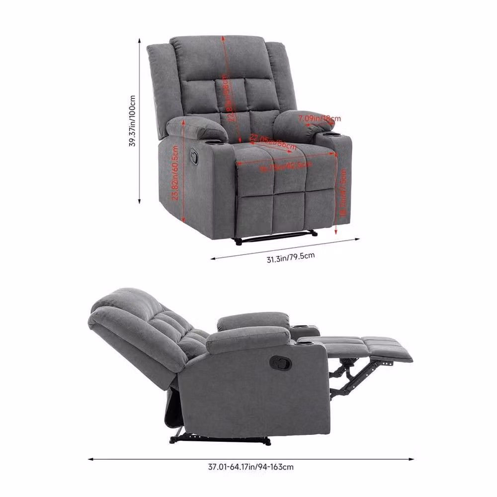 FORGEVIO Grey Fabric Recliner Armchair for your Living Room – 2