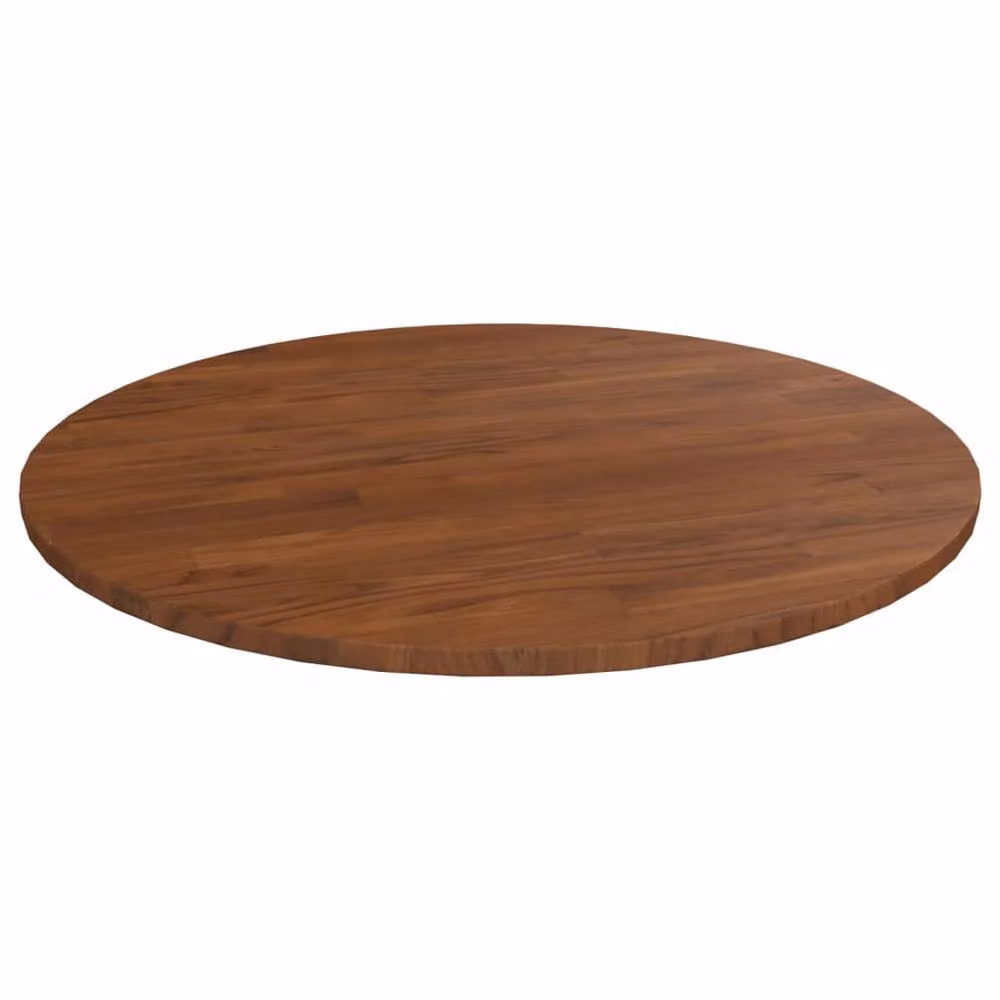 Berkfield Home Round Solid Oak Table Top, Dark Brown, Diameter: 70 cm, Thickness: 1.5 cm – 2