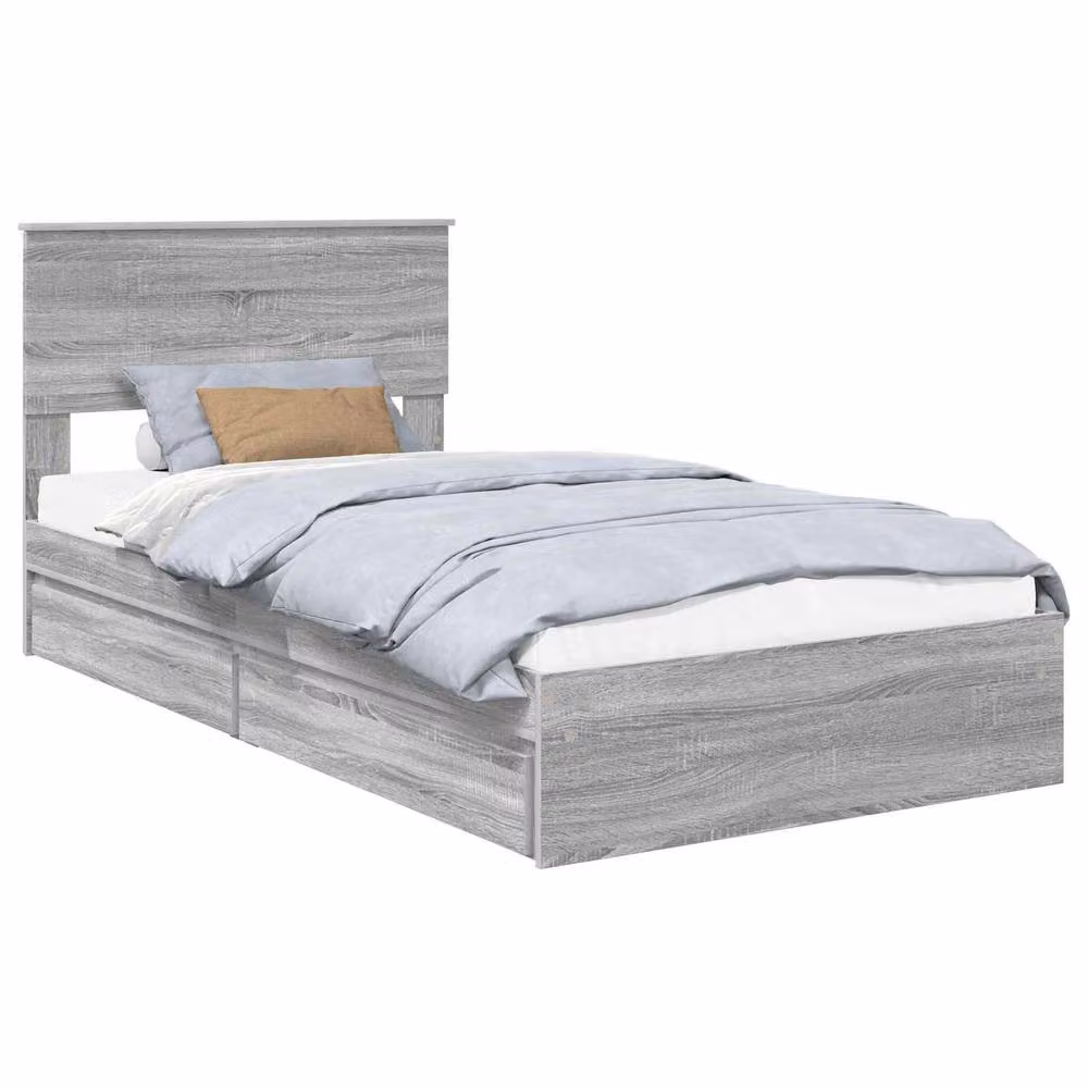 Berkfield Home Modern Grey Storage Bed with Drawers, Engineered Wood, W/D/H: 100 x 200 cm – 2