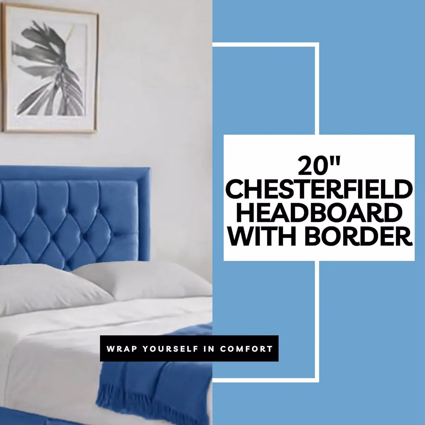 Bed Time UK Plush Blue Velvet Divan Bed with Hybrid Mattress, 2 Drawers and 20 inch Chesterfield Headboard, W/D/H: 180 x 200 cm – 2