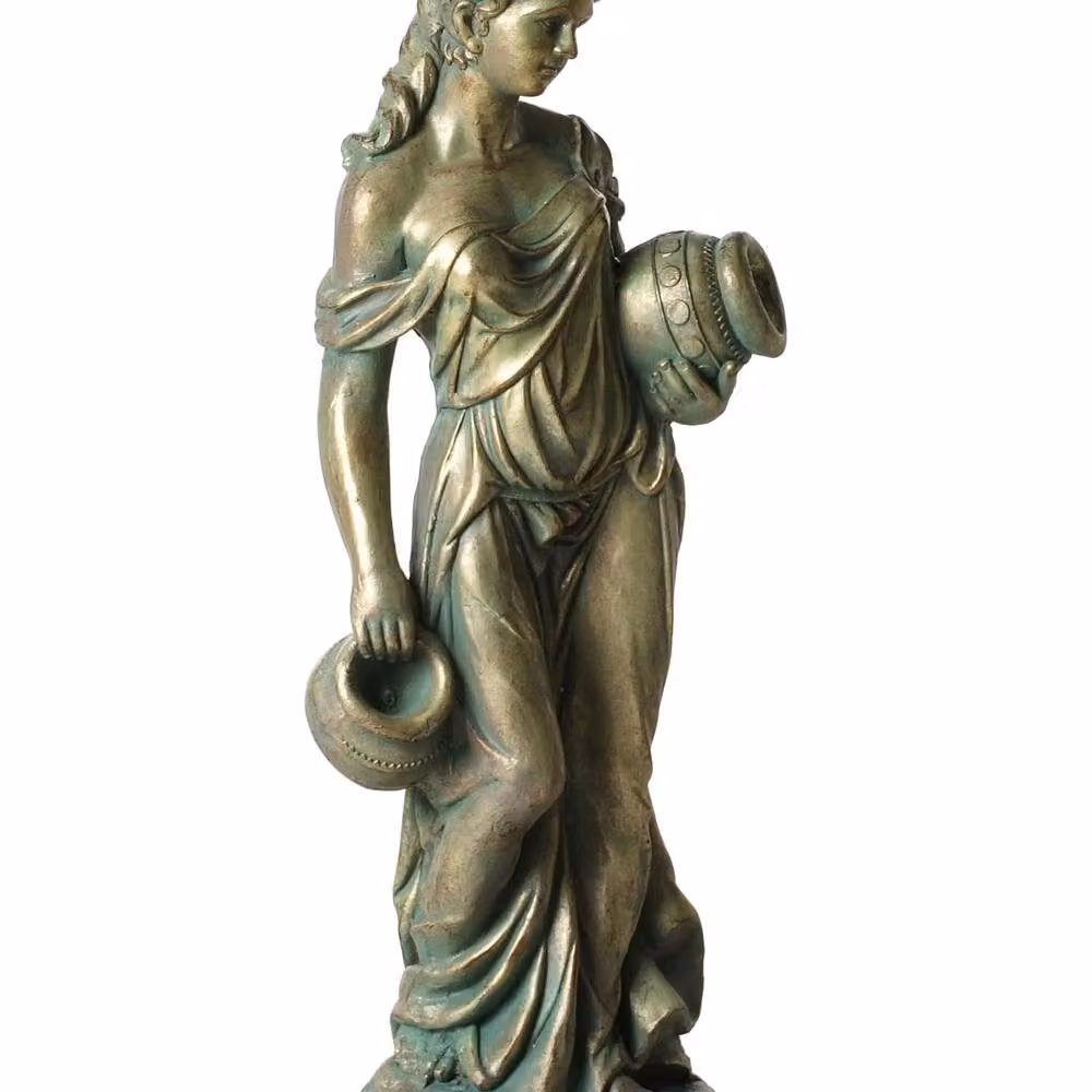 Wyld and Coco Heritage Woman Water Carrier Ceramic Figurine, Green, Height: 115 cm – 2