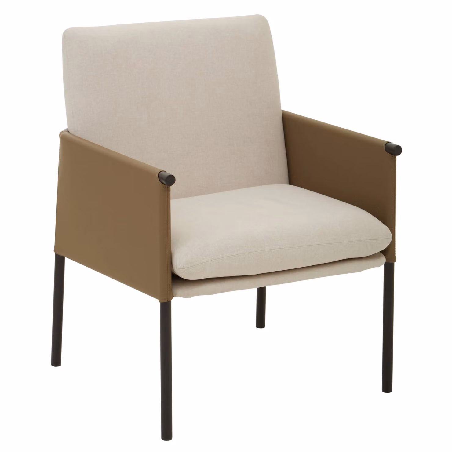 Fifty Five South Orsina Modern White Fabric and Black Upholstered Dining Armchair – 3