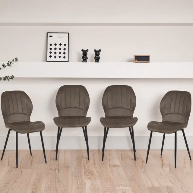 Madefor.living Set of 4 Jaydn Modern Dining Chairs in Grey Synthetic Leather
