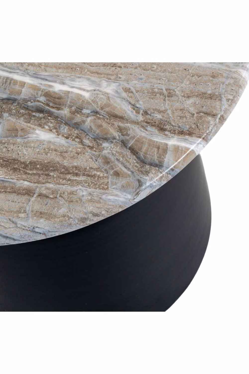 KDMD Oura Round Side Table, Black Minimalist Marble Accent Piece – 3
