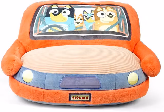 Bluey & Bingo Kids Plush Sofa Chair with Sunglasses Design in Blue and Orange, W: 70 cm, H: 80 cm, D: 90 cm
