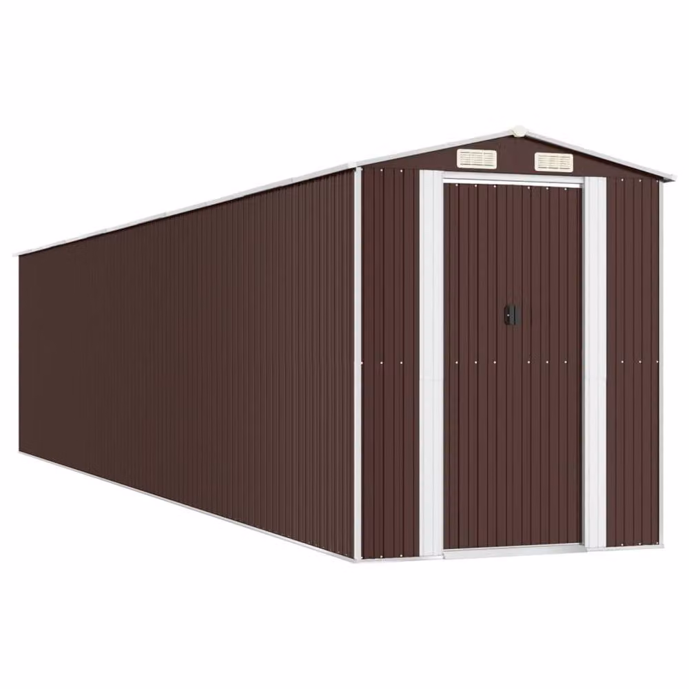 Berkfield Home Garden Shed in Dark Brown, Galvanised Steel, W/D/H: 192 x 938 x 223 cm – 3