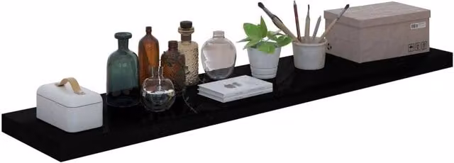 Berkfield Home Durable Floating Wall Shelf, High Gloss Black, W/D/H: 120 x 23.5 x 3.8 cm – 1