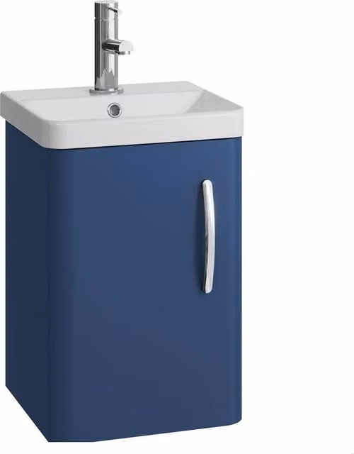 Balterley Handsacre Contemporary Wall Hung Vanity Basin Unit, Satin Blue, Width: 40 cm – 1