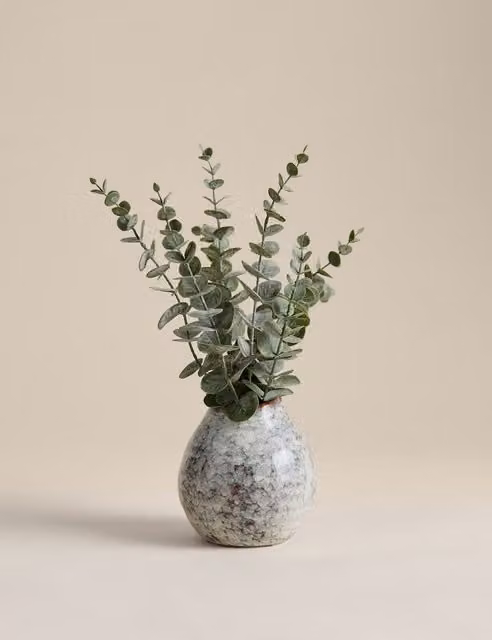 M&S Artificial Eucalyptus Arrangement in a Green Ceramic Pot
