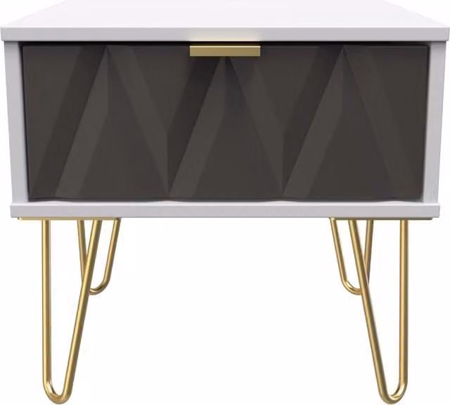 Ready Assembled 2 U Dallas 1 Drawer Bedside Table in Dark Grey and Gold – 1