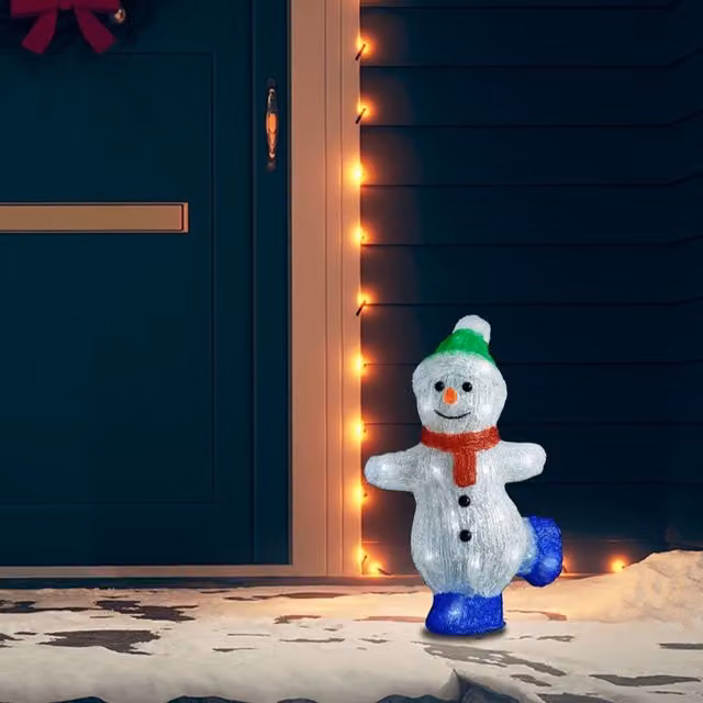 Berkfield Home LED Christmas Acrylic Snowman Figure, White, Height: 30 cm