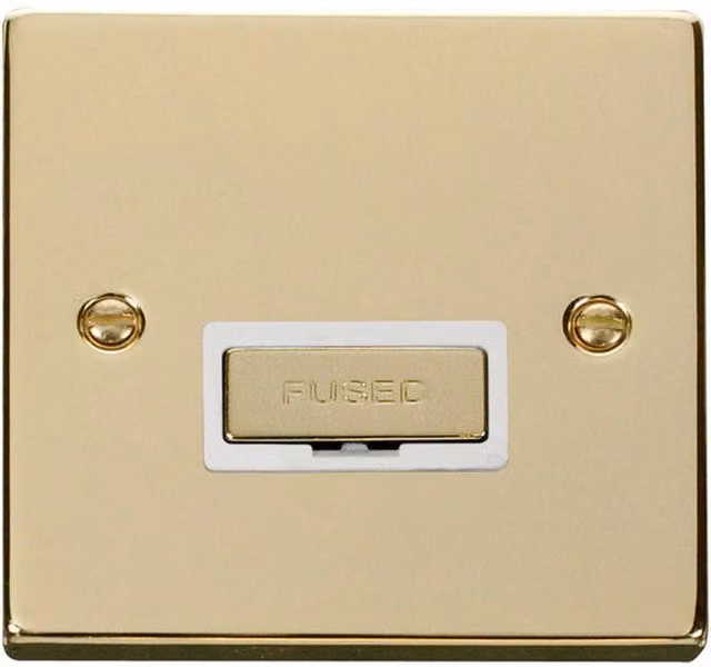 SE HOME Polished Brass 13A Fused Ingot Connection Unit in White and Gold