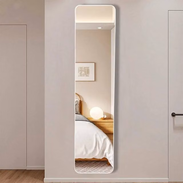 PAWNORA Modern Rectangular Full Length Wall Mirror in White – 1