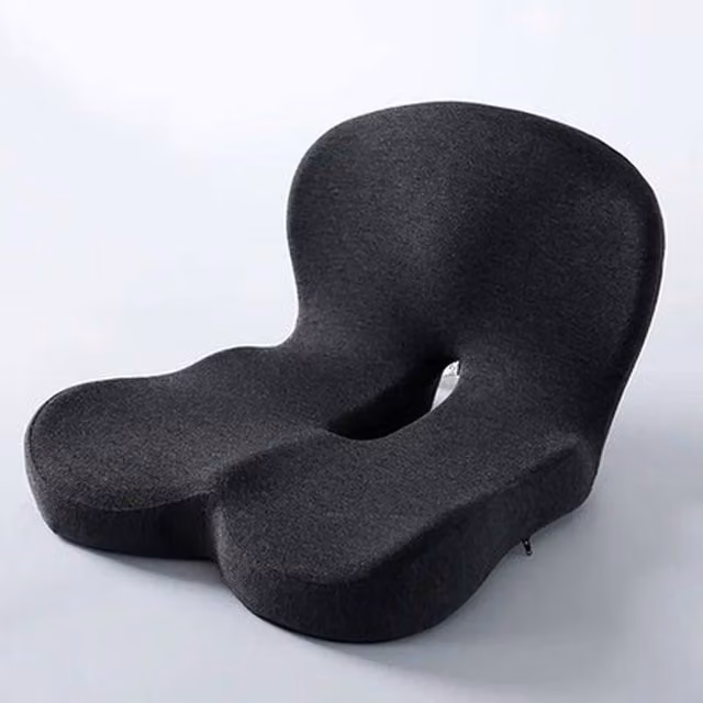 NESTLUNE L-Shaped Memory Foam Seat Cushion and Back Support Pillow in Dark Grey, W/D/H: 100 x 190 cm