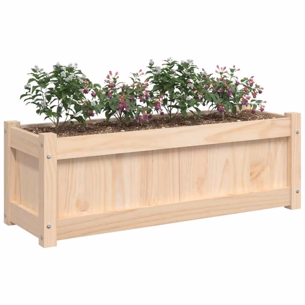 Berkfield Home Brown Solid Wood Pine Garden Planter, W/D/H: 90 x 31 x 31 cm – 2