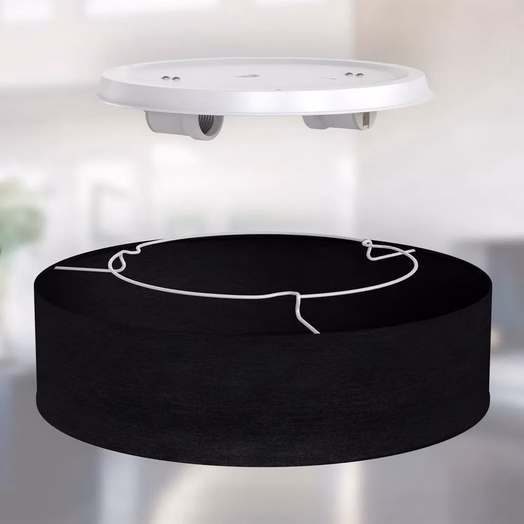B.K.Licht Black Fabric Round Ceiling Light, W/D/H: 38 x 38 x 10 cm – 3