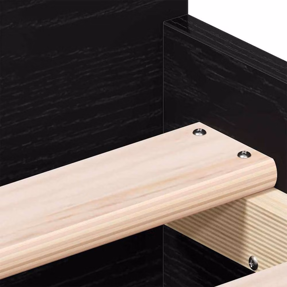 Berkfield Home Elegant Bed Frame in Black Oak, Engineered Wood, W/D/H: 190 x 78 x 78 cm – 6