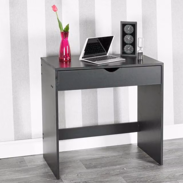 EONLION Black Wooden Modern Dressing Table and Computer Desk with Drawers – 1