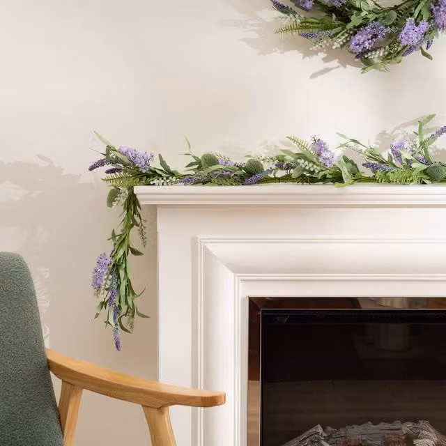Scottish Everlastings Ltd Purple Hyacinth, Eucalyptus and Lavender Floral Garland, 150 cm – 1