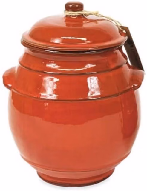 Verano Spanish Ceramics Selena Hand Dipped Glaze Ceramic Kitchen Dining Storage Jar with Lid, Red, Height: 23 cm
