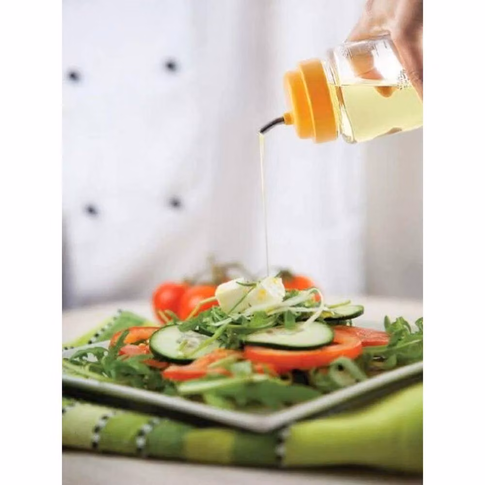 Steelo Transparent Plastic Oil Dispenser Bottle with Measuring Cup, 500 ml – 2