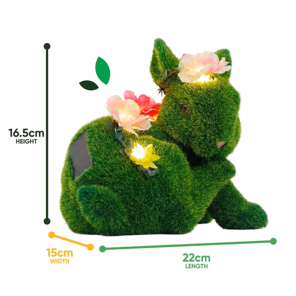 Gardenwize Solar Floral Topiary Rabbit Garden Ornament with Multiple Lights in Green – 2