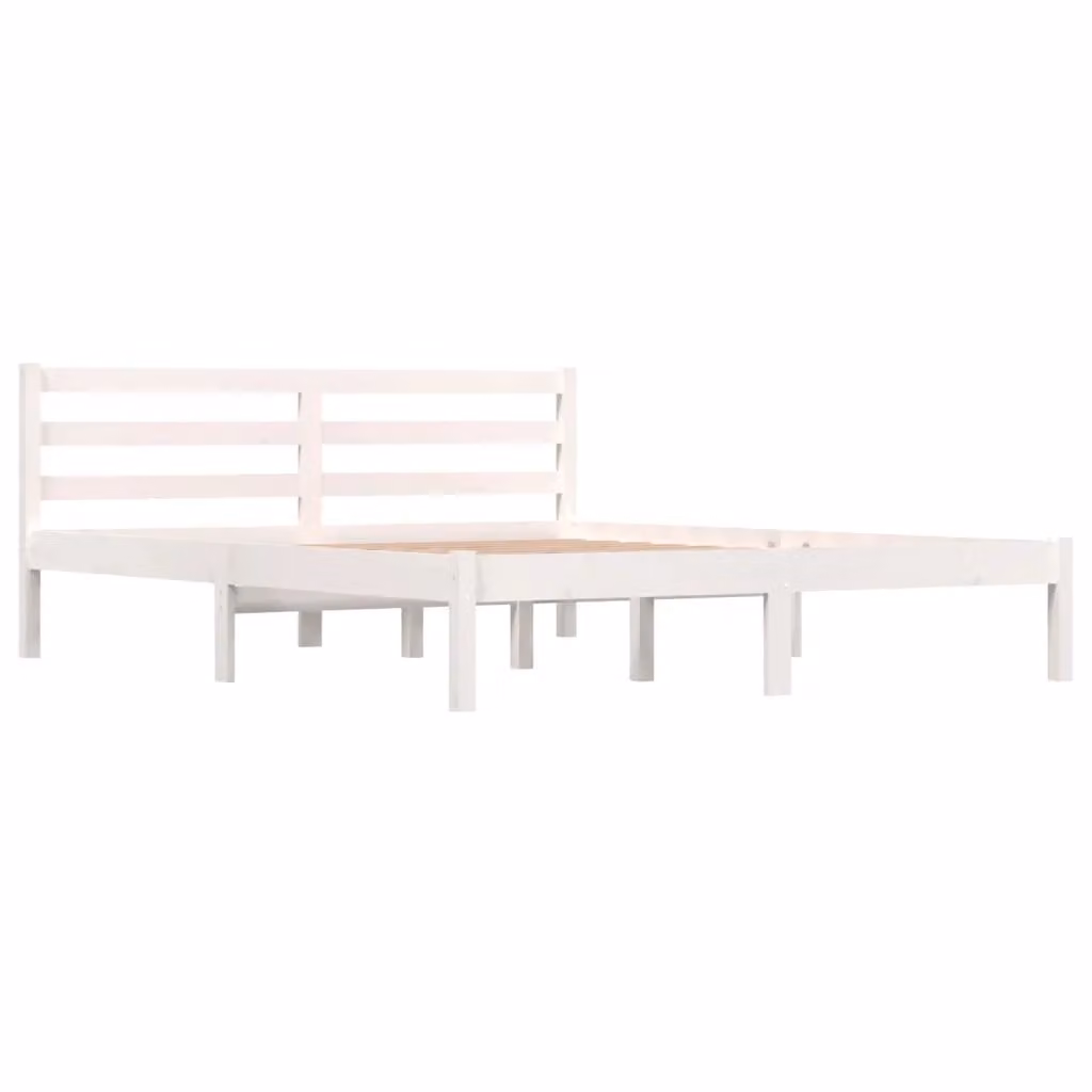 Berkfield Home Solid Wood Pine Bed Frame, White, W: 150 cm, D: 200 cm – 2