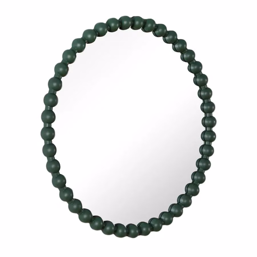 Home Garden Direct Como Large Round Beaded Wall Mirror in Green, Diameter: 90 cm – 2