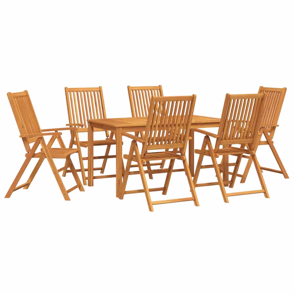 Berkfield Home 7 Piece Modern Acacia Wood Garden Dining Set in Brown – 2