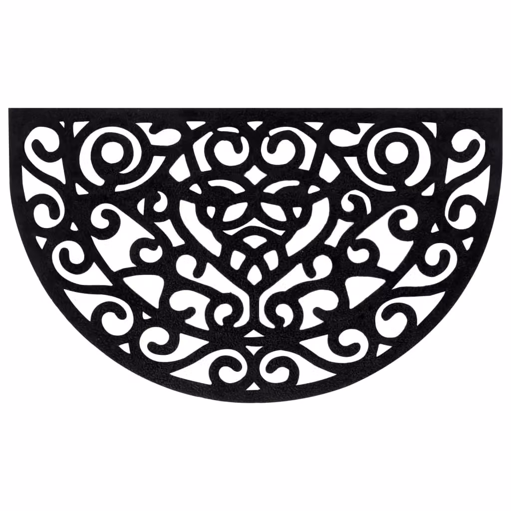 Berkfield Home Semicircular Rubber Door Mat, Black, W: 75 cm, D: 45 cm – 3