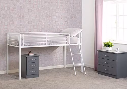 Seconique Kora Mid Sleeper Single Metal Bed Frame in White – 2