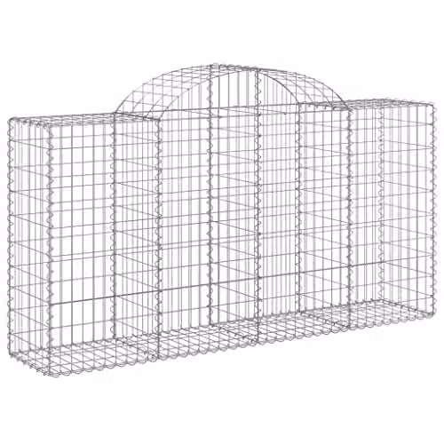 vidaXL Arched Gabion Baskets, 15 Pieces, Silver Galvanised Steel, W/D/H: 200 x 50 x 100/120 cm – 1