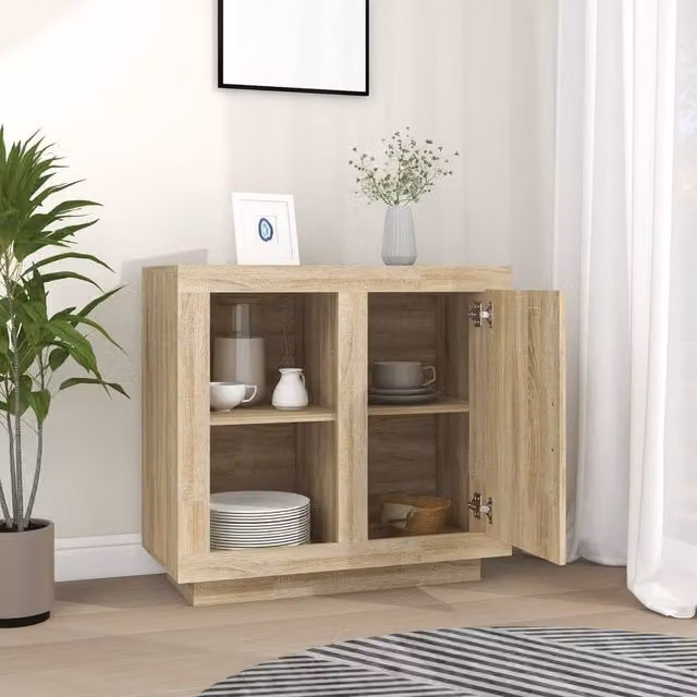 Berkfield Home Sonoma Oak Sideboard in Light Tan Beige, W/D/H: 80 x 40 x 75 cm – 1