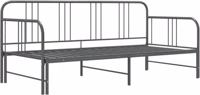 Berkfield Home Pull-out Sofa Bed Frame, Grey Metal, W: 90 cm, D: 200 cm
