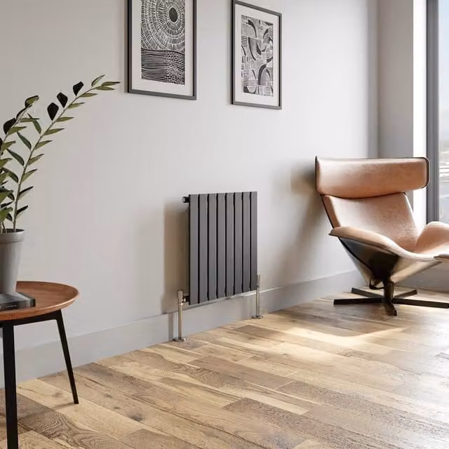 Temprazo Horizontal Single Flat Panel Designer Radiator in Anthracite Grey, H: 600 mm x W: 760 mm