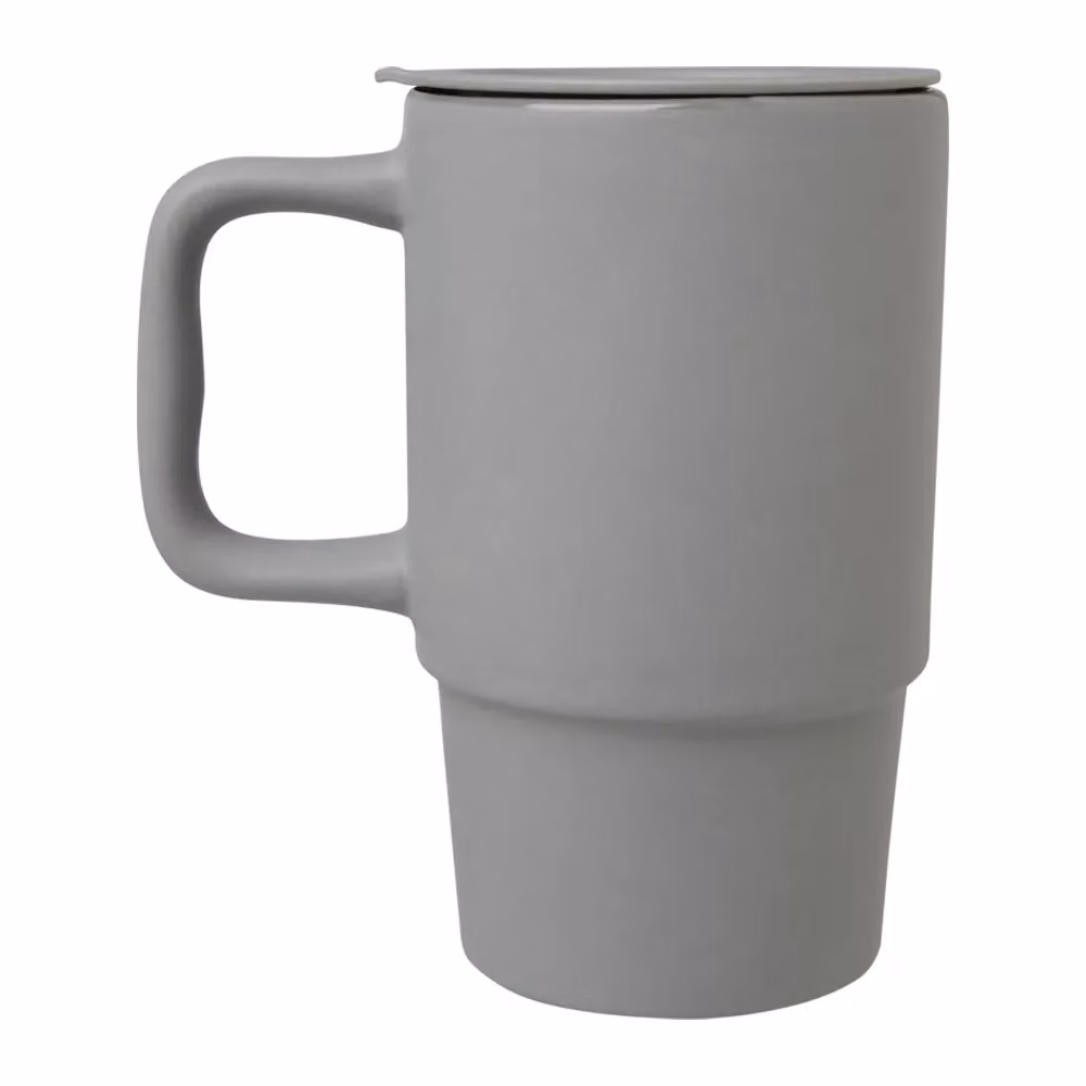 Floso Carter Ceramic Travel Mug with Lid, Grey, 450ml – 3