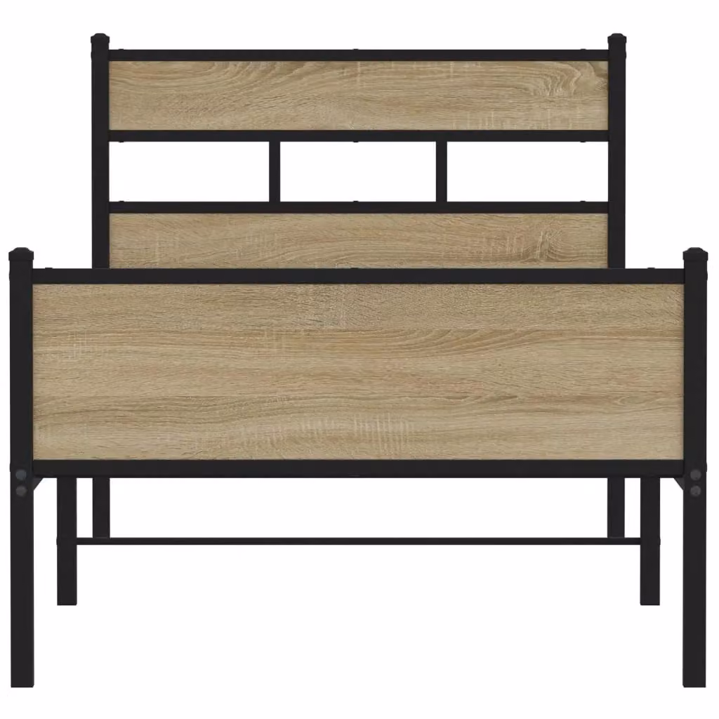 Berkfield Home Sonoma Oak Bed Frame in Brown, W/D/H: 90 x 200 cm – 3