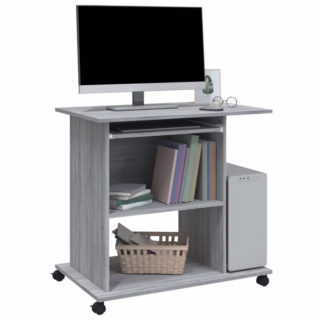 Berkfield Home Computer Desk in Grey Sonoma, W/D/H: 80 x 50 x 75 cm – 3