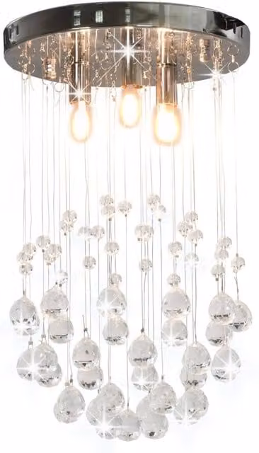 Berkfield Home Silver Sphere Ceiling Lamp with Crystal Beads and 3 x G9 Bulbs – 1