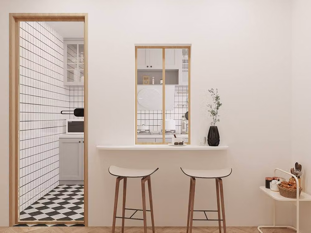 Vente-unique Industrial Aluminium and Glass Workshop Partition in Light Oak, W: 60 cm, H: 105 cm – 2